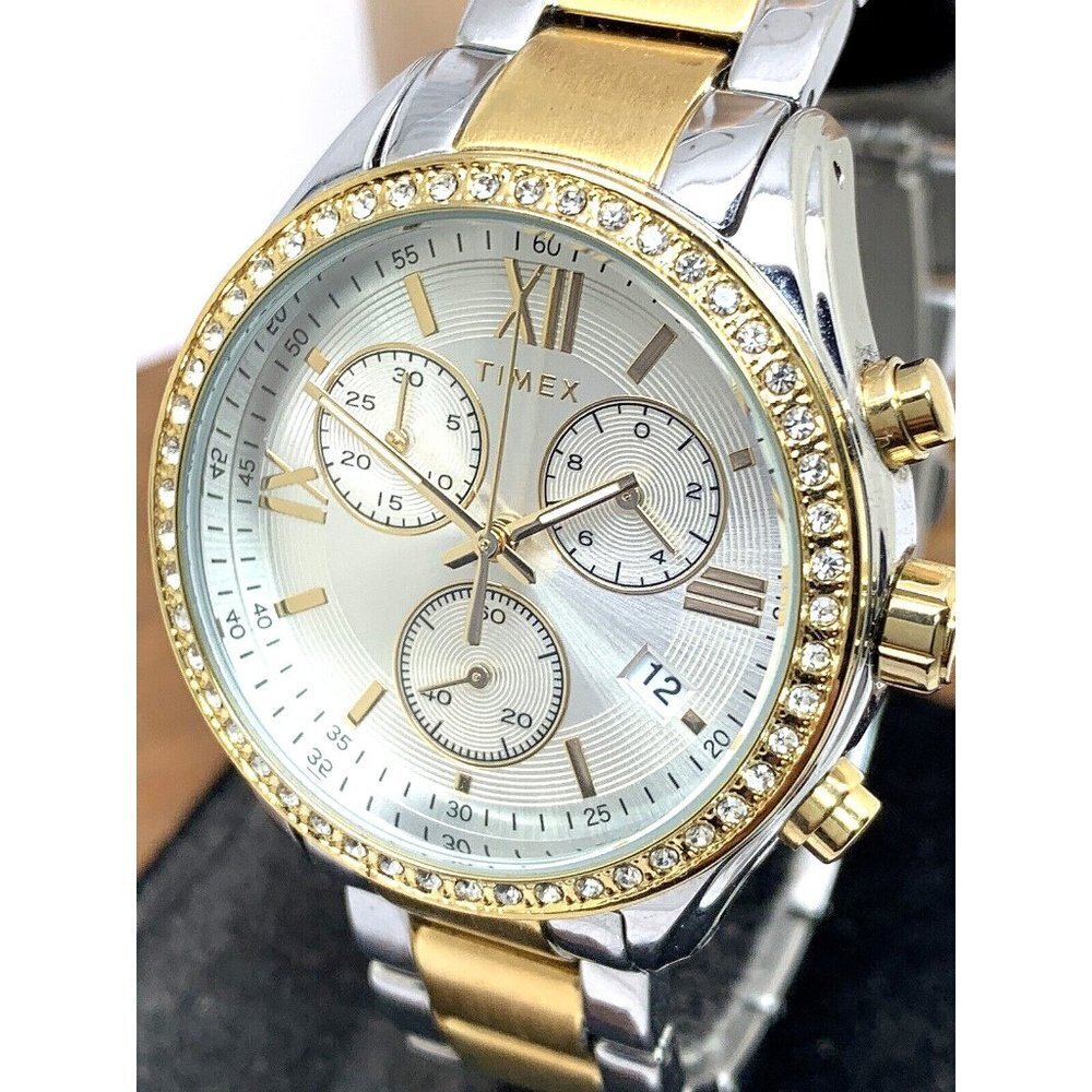 Timex Women's Watch TW2V57700 Quartz Chronograph Silver Dial Two Tone St…